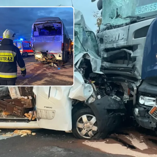 Groźny karambol na DK8 pod Bardem. 80-latek uderzył w autobus i ciężarówki