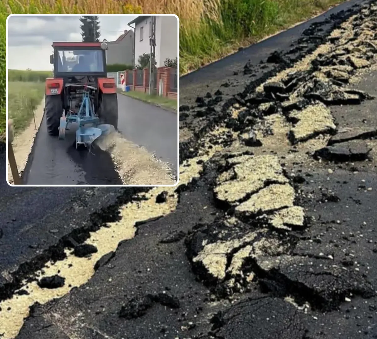 Wojna o miedzę w Gliwicach. Rolnik pługiem zniszczył nowy asfalt